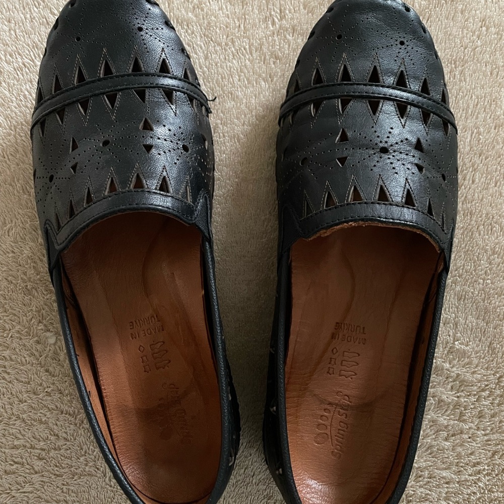 Spring Step Black Perforated Loafers